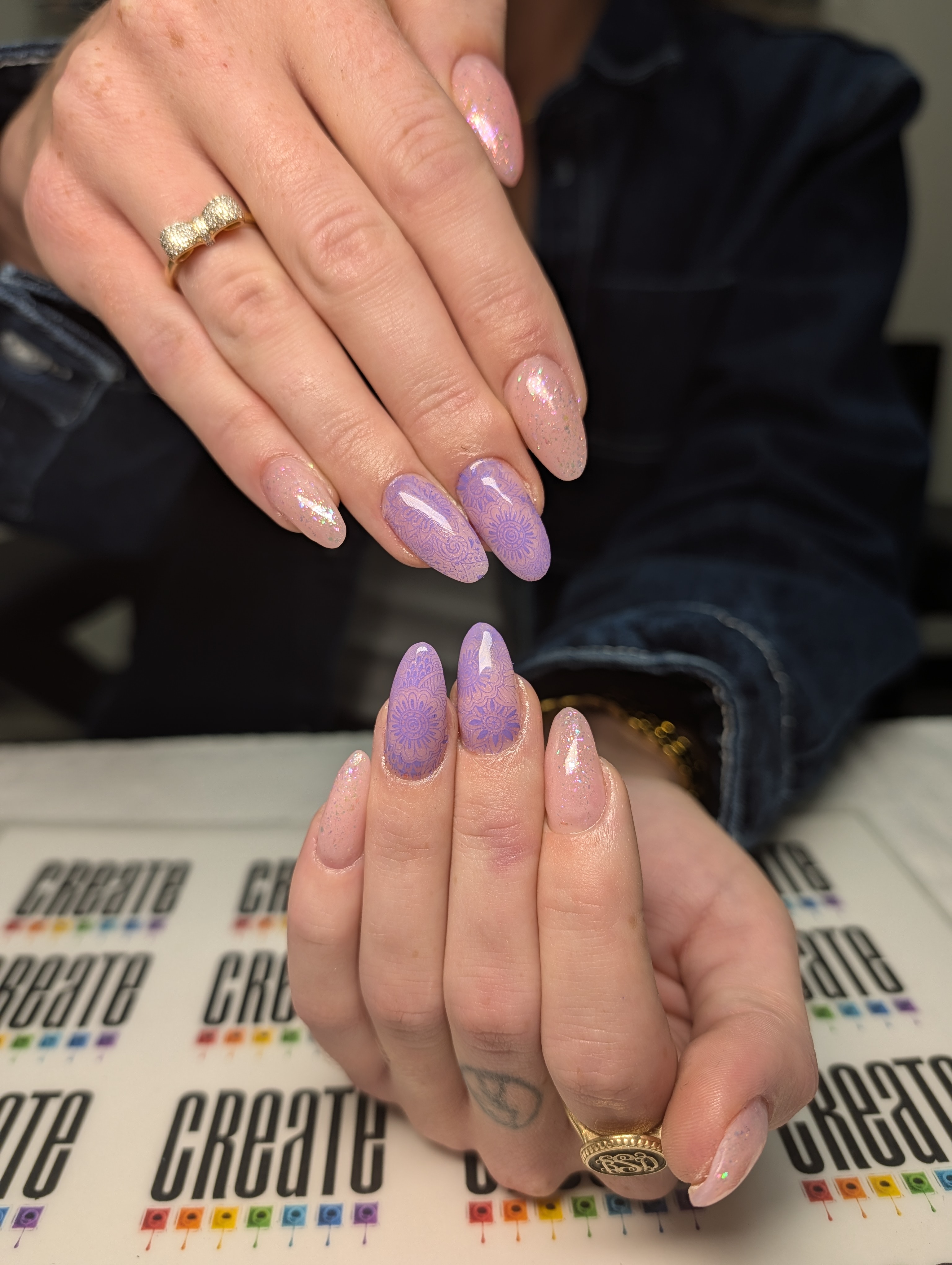 Simple set with stamps and glitter.